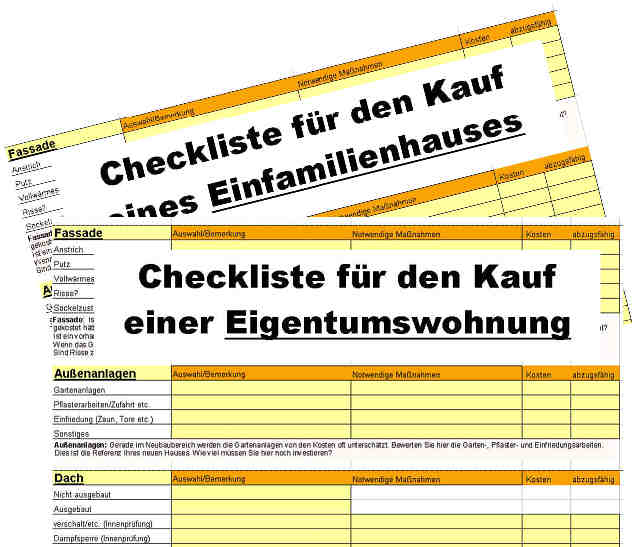 Checkliste f�r Hauskauf / Wohnungskauf